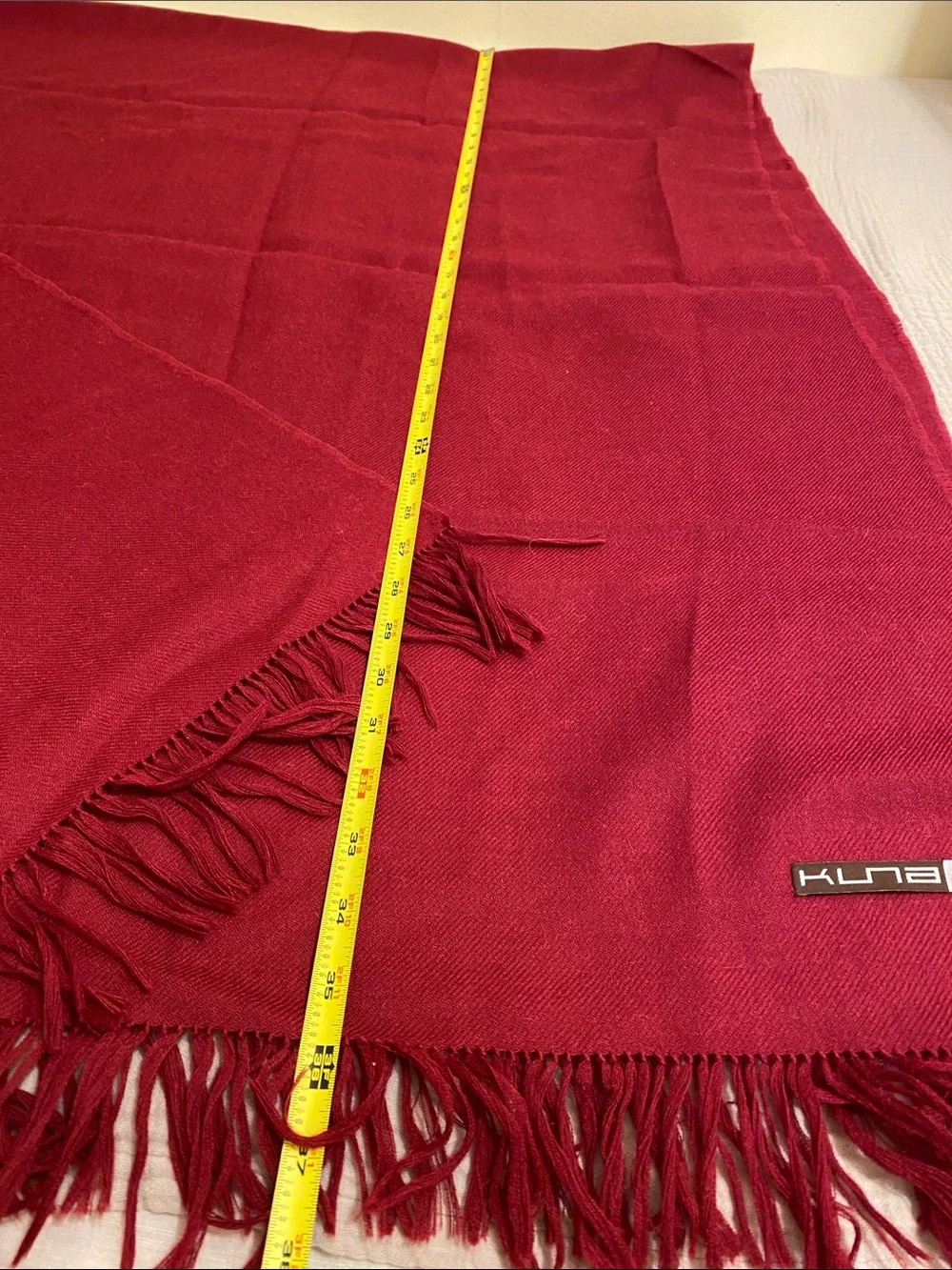 KUNA BABY ALPACA Burgundy Scarf with Fringe